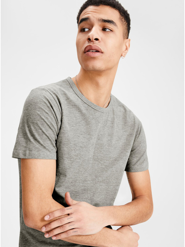 Jack & Jones Šedé pruhované základné tričko Jack & Jones Basic