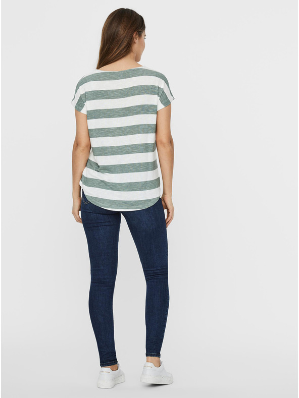 Vero Moda Zeleno-biele pruhované tričko VERO MODA Wide Stripe