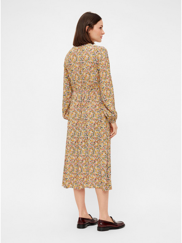 Pieces Béžové kvetinové midi nohavice Pieces Gry