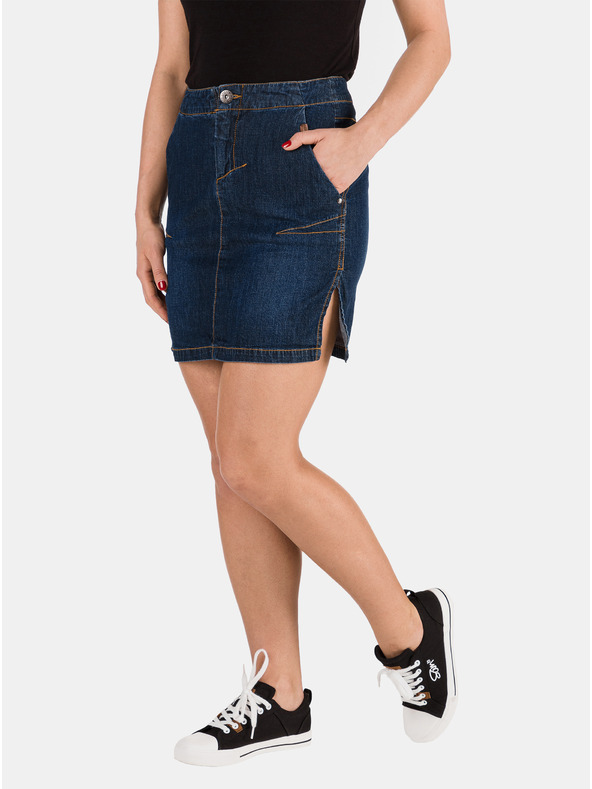 Sam 73 Tmavomodrá dámska džínsová sukňa s rukávmi SAM 73