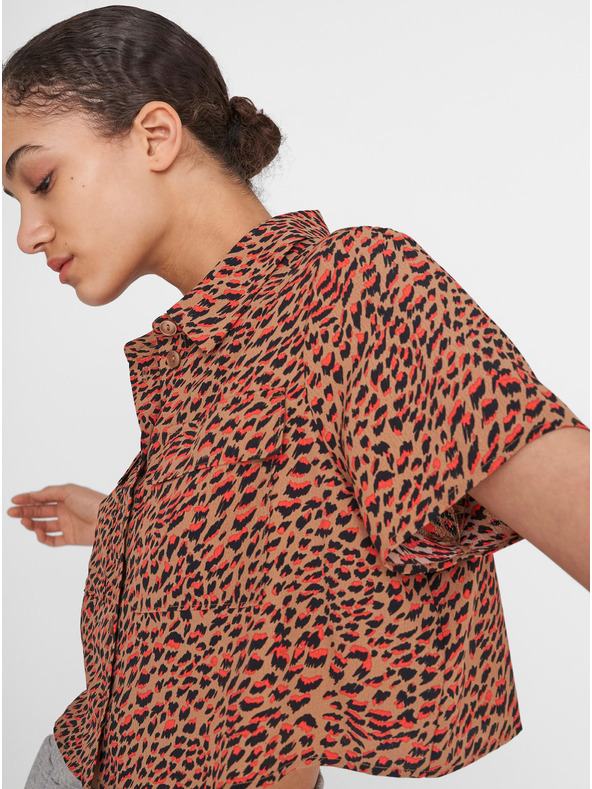 Noisy May Hnedé vzorované krátke tričko Noisy May Nika