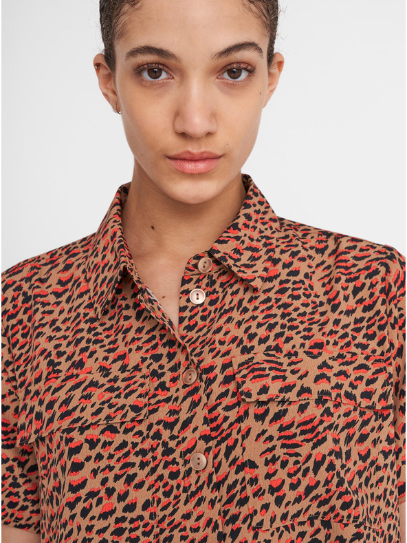 Noisy May Hnedé vzorované krátke tričko Noisy May Nika