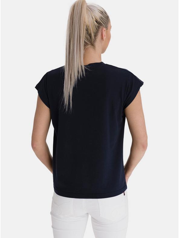 Sam 73 Tmavomodré dámske tričko s potlačou SAM 73