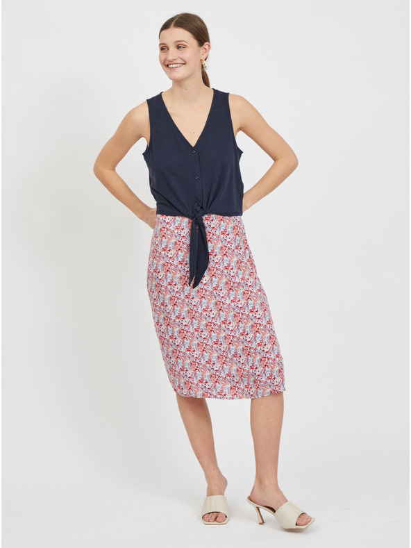 Vila Tmavomodrý krátky top so zaväzovaním VILA Anika