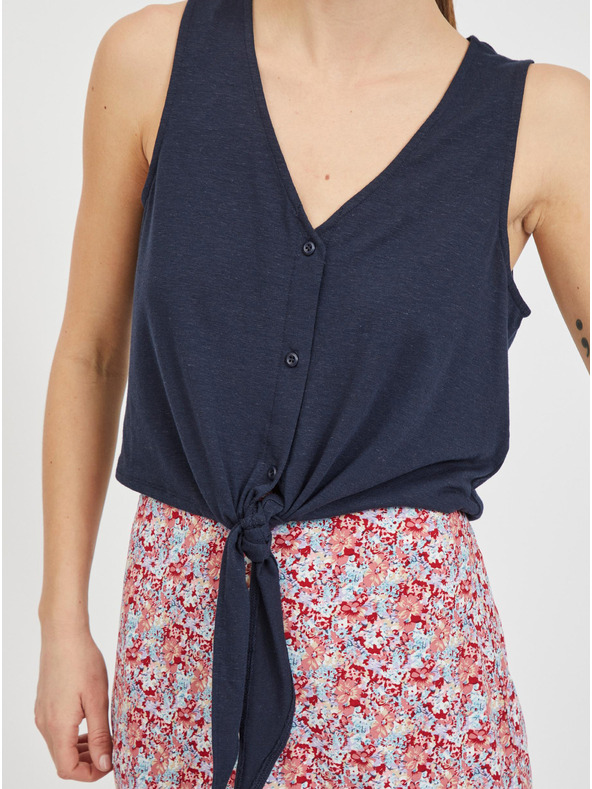 Vila Tmavomodrý krátky top so zaväzovaním VILA Anika