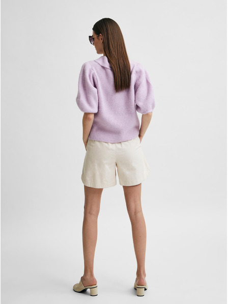 Selected Femme Krémové ľanové šortky s vysokým pásom Selected Femme Cecilie