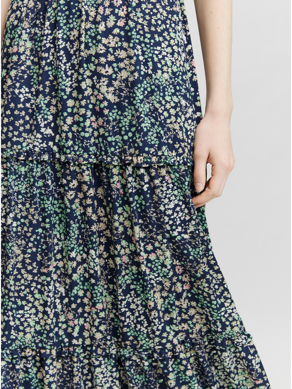 Vero Moda Tmavomodré kvetované maxi šaty VERO MODA Hannah