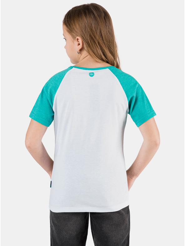 Sam 73 Zeleno-biele dievčenské tričko s potlačou SAM 73