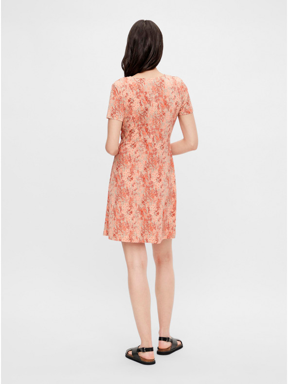 Pieces Oranžové kvetinové šaty Pieces Emanuelle