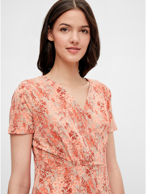 Pieces Oranžové kvetinové šaty Pieces Emanuelle