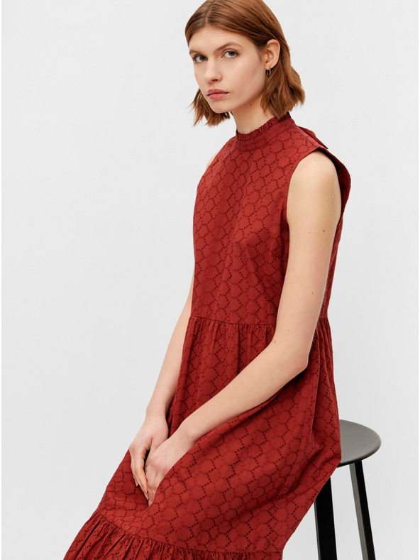 Pieces Hnedé vzorované midi šaty so stojacím golierom Pieces Lupin