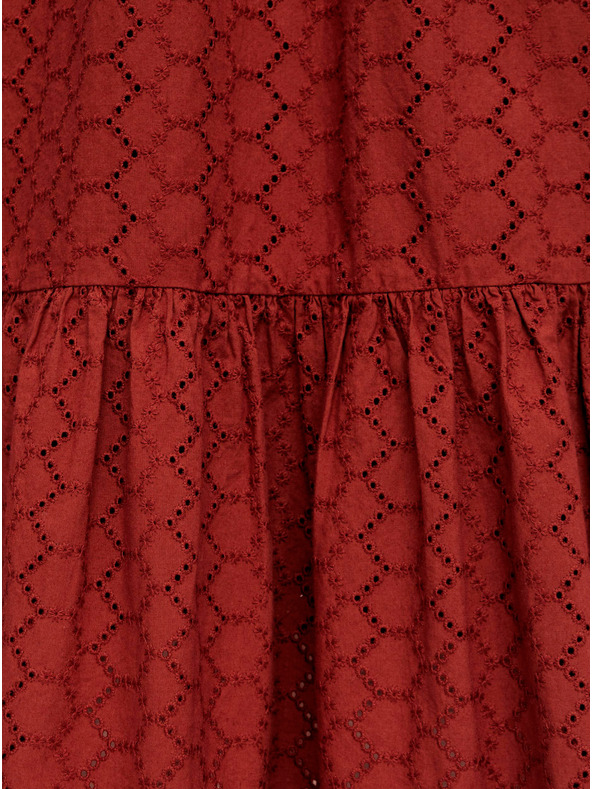 Pieces Hnedé vzorované midi šaty so stojacím golierom Pieces Lupin