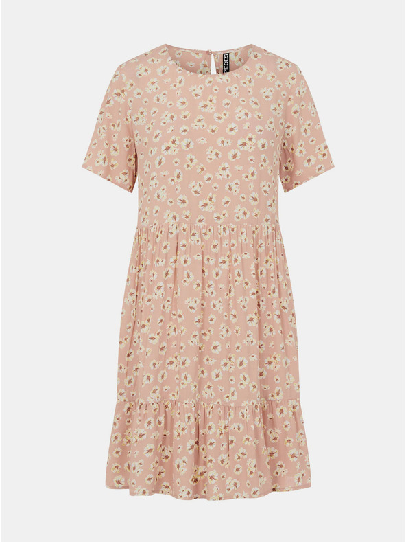 Pieces Ružové kvetinové šaty Pieces Miller