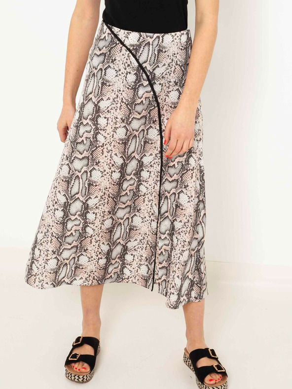 CAMAIEU Šedá vzorovaná sukňa s rozparkom CAMAIEU