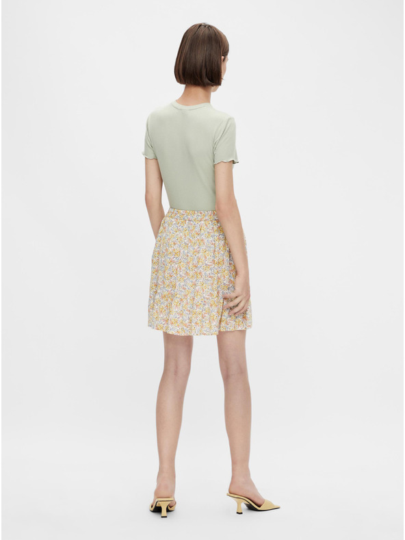 Pieces Žltá kvetinová sukňa Pieces Miko