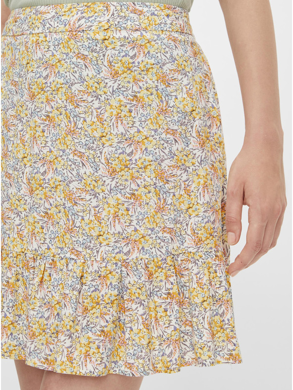 Pieces Žltá kvetinová sukňa Pieces Miko