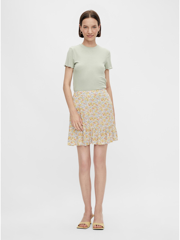 Pieces Žltá kvetinová sukňa Pieces Miko