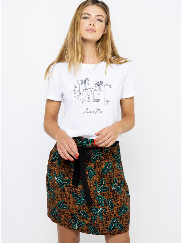 CAMAIEU Hnedá vzorovaná sukňa CAMAIEU