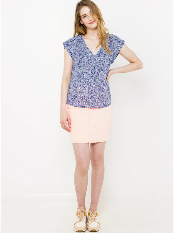 CAMAIEU Modrá vzorovaná blúzka CAMAIEU