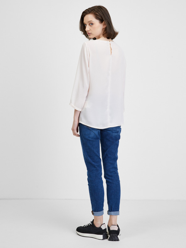 CAMAIEU Krémová blúzka s trojštvrťovými rukávmi CAMAIEU