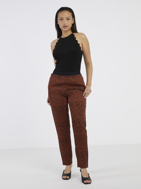 CAMAIEU Hnedé vzorované nohavice CAMAIEU