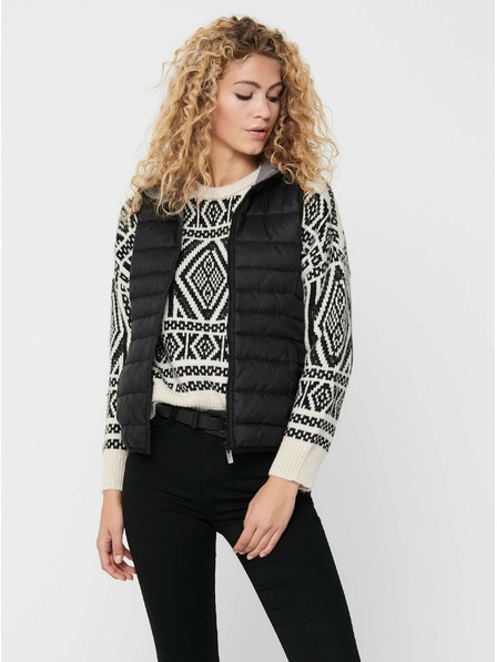 ONLY Čierna dámska prešívaná vesta s kapucňou ONLY New Tahoe