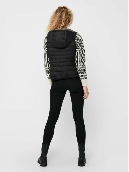 ONLY Čierna dámska prešívaná vesta s kapucňou ONLY New Tahoe