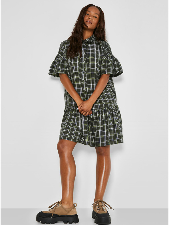 Noisy May Khaki kockované košeľové šaty Noisy May Erik