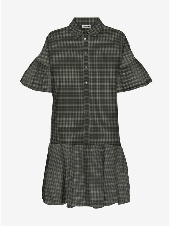 Noisy May Khaki kockované košeľové šaty Noisy May Erik