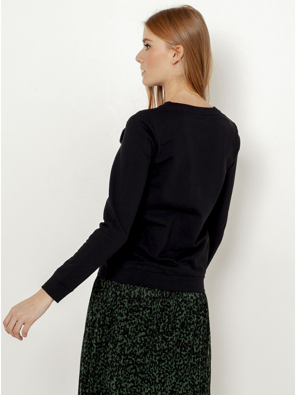 CAMAIEU Čierna mikina s umelou kožušinou CAMAIEU