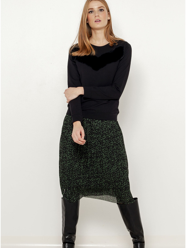 CAMAIEU Čierna mikina s umelou kožušinou CAMAIEU