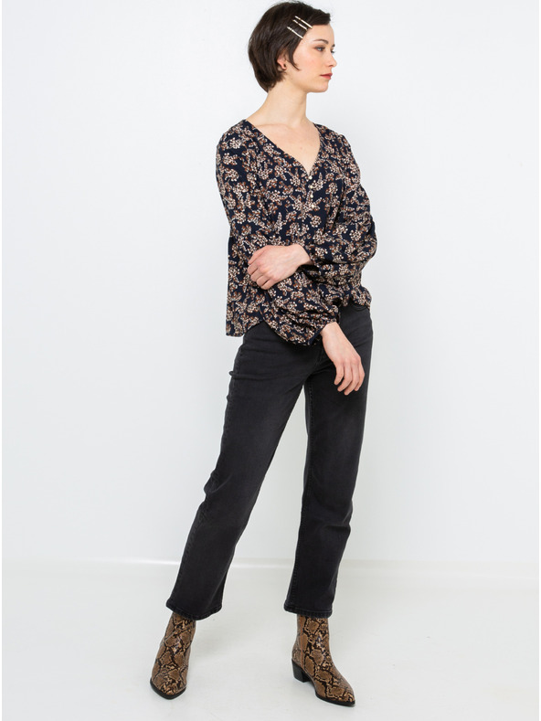 CAMAIEU Tmavomodrá vzorovaná blúzka CAMAIEU