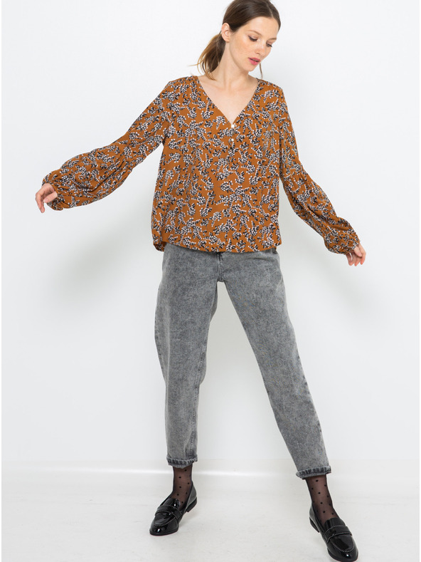 CAMAIEU Hnedá vzorovaná blúzka CAMAIEU