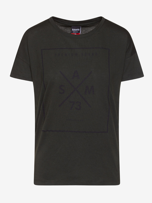 Sam 73 Tmavozelené dámske tričko s potlačou SAM 73