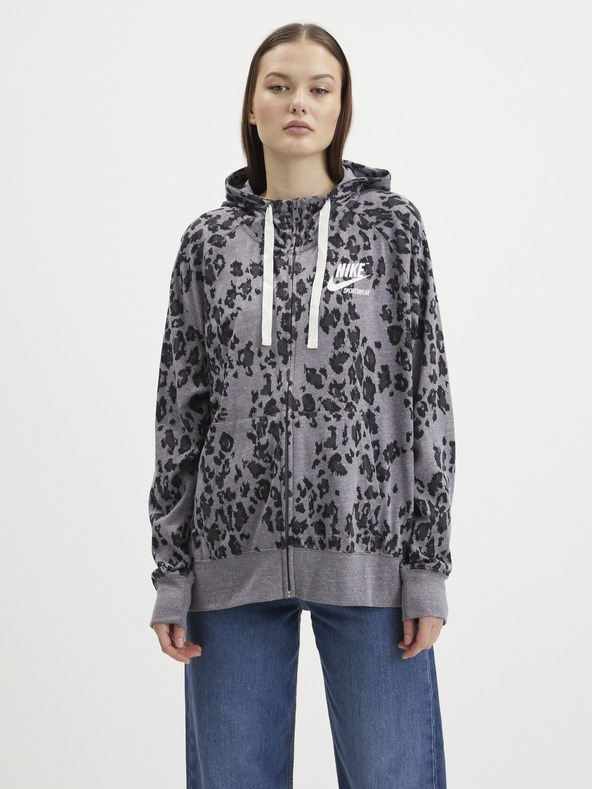 Nike Šedá dámska vzorovaná mikina na zips Nike