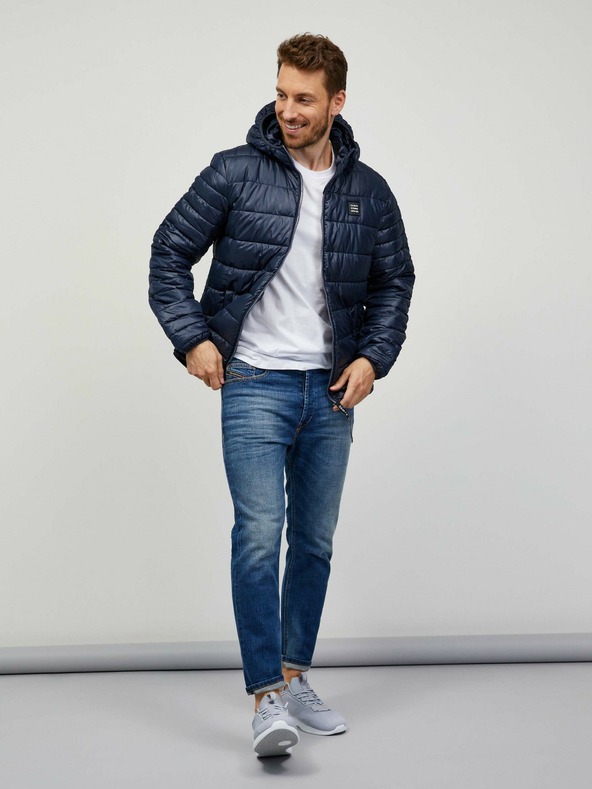 Sam 73 Tmavomodrá pánska zimná prešívaná bunda Sam 73