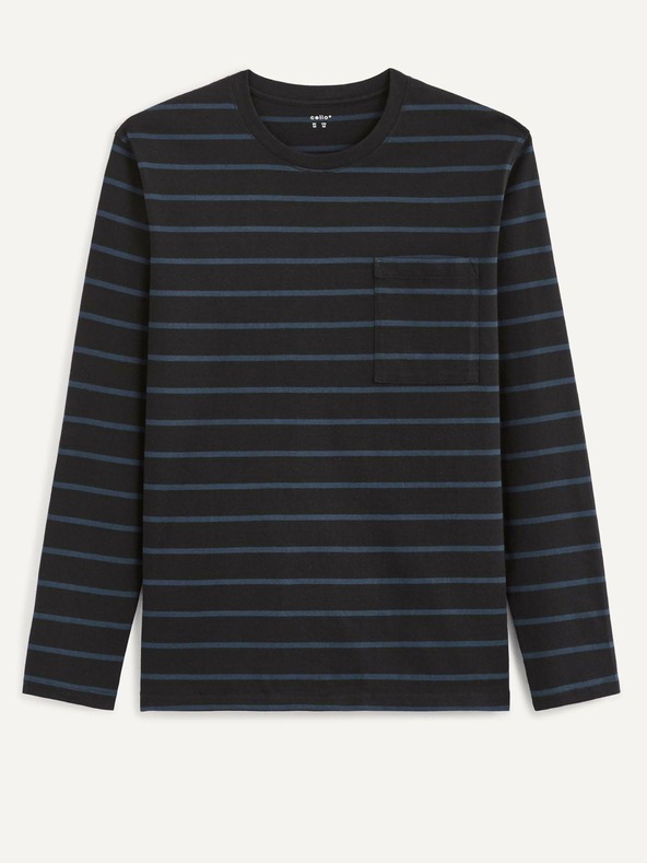 Celio Modro-čierne pánske pruhované tričko Celio