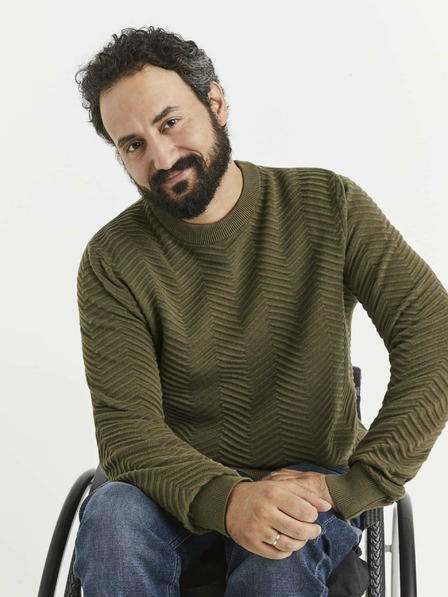 Celio Khaki pánsky vzorovaný sveter Celio