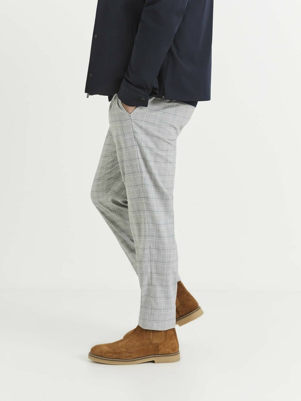 Celio Svetlošedé pánske kárované nohavice Celio