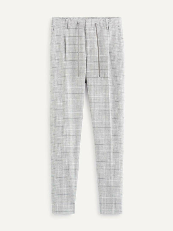 Celio Svetlošedé pánske kárované nohavice Celio