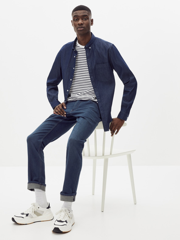 Celio Tmavomodrá džínsová košeľa Celio Rasol