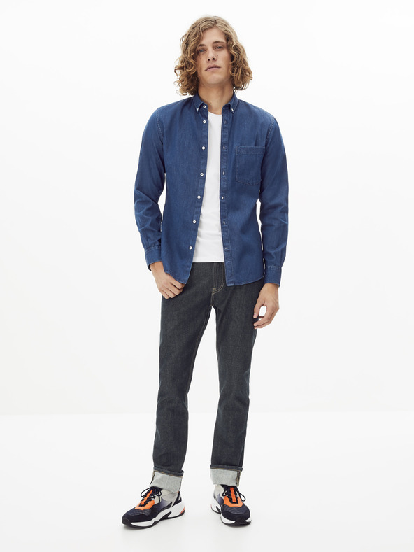 Celio Tmavomodrá džínsová košeľa Celio Rasol