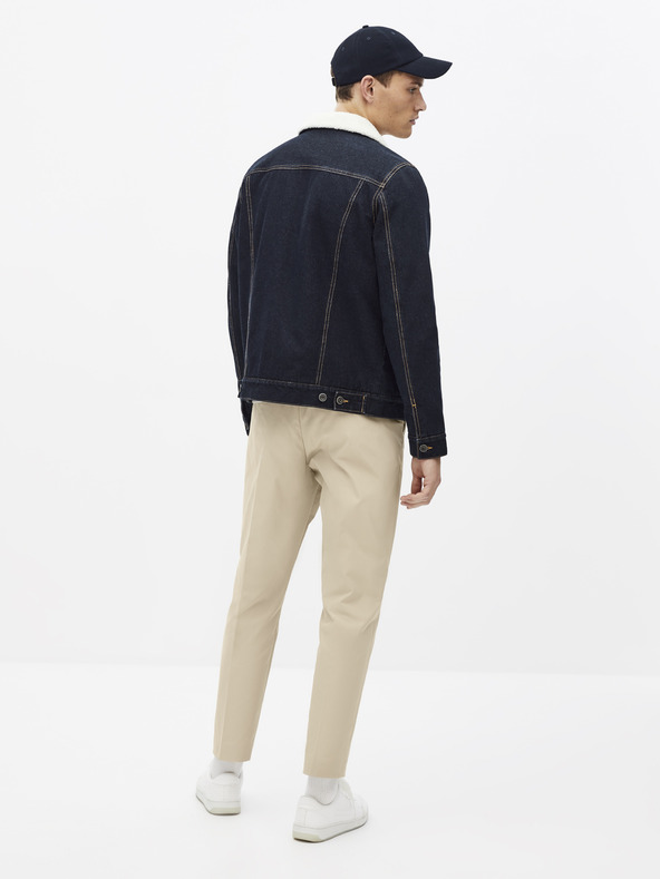 Celio Tmavomodrá džínsová bunda s umelou kožušinou Celio Susherpa