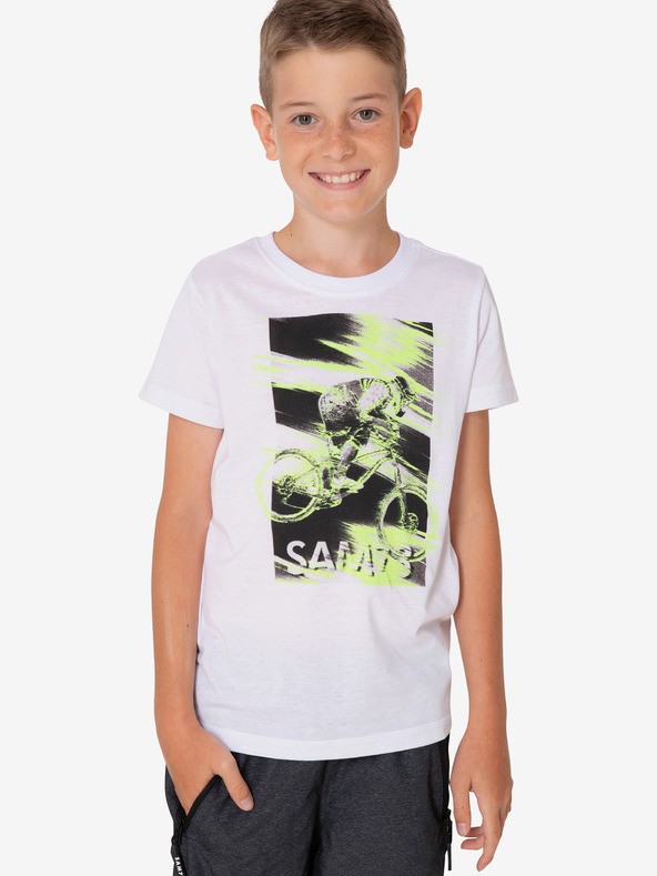 Sam 73 Biele chlapčenské tričko s potlačou SAM 73