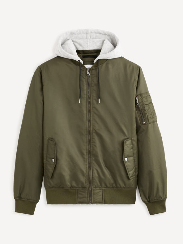 Celio Khaki pánske bombery s kapucňou Celio Vubombjump