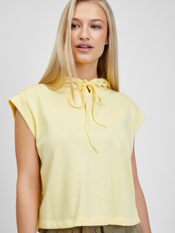 ONLY Žltá mikina bez rukávov s kapucňou ONLY Miami