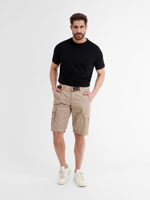 LERROS Béžové pánske šortky LERROS s opaskom