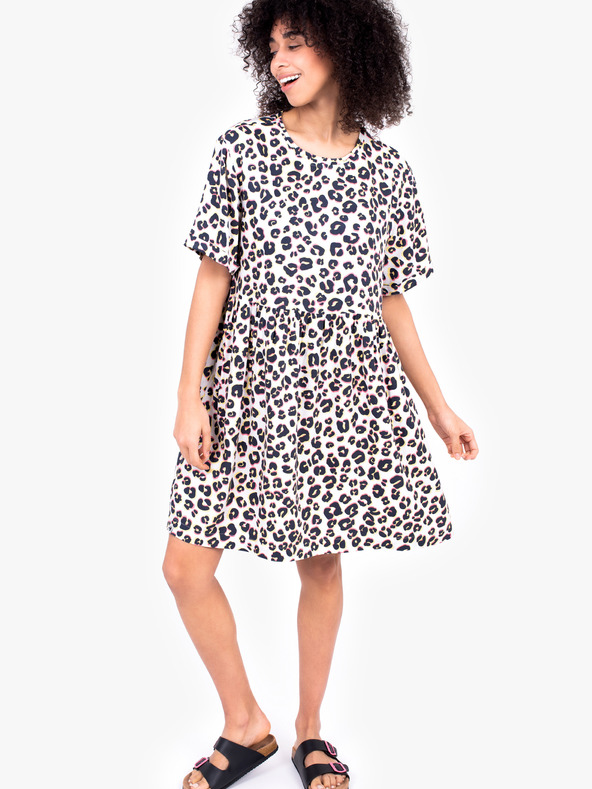 Brakeburn Biele dámske krátke šaty so zvieracím vzorom Brakeburn