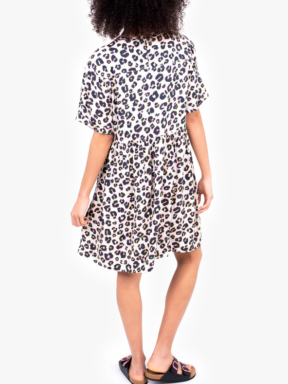 Brakeburn Biele dámske krátke šaty so zvieracím vzorom Brakeburn