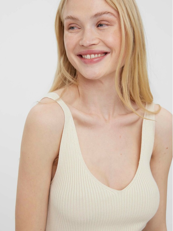 Vero Moda Krémové rebrované základné tielko VERO MODA Glory